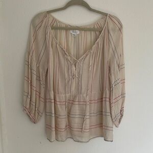 Velvet by Graham & Spencer Melodia Cream Blouse with Red and Blue Stripes